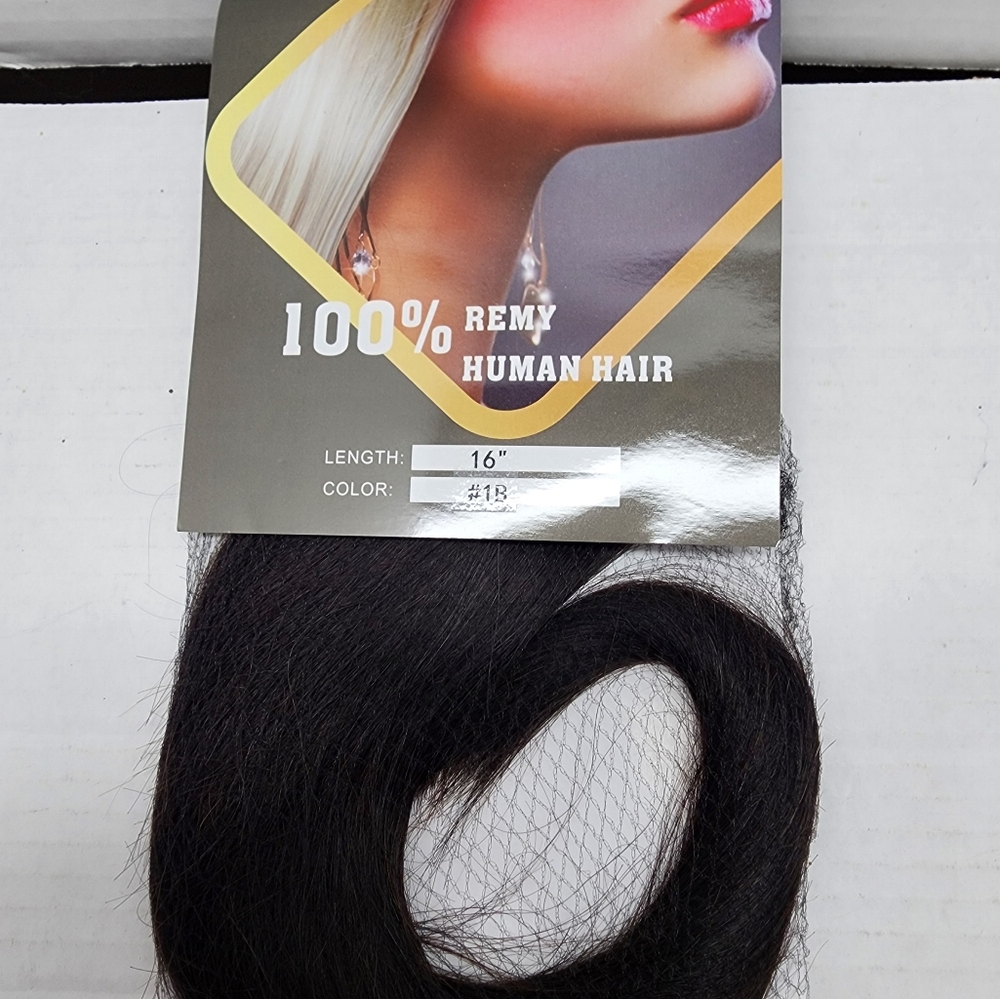 Remy 16" 100% human hair extensions color 1B